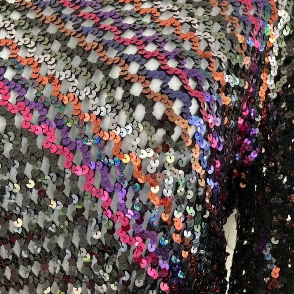 Harry Acton Party Collectables 1980s Vintage Rainbow Sequin Stretchy Blouse Top - Picture 4 of 4